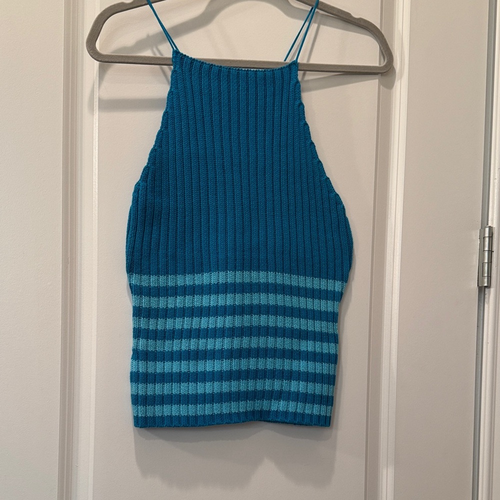 VS Moda Blue Striped Women's sweater Tank Top Sz M
